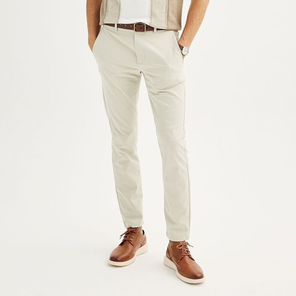 Apt 9 Tech Pants Mens 30x32 Beige Slim Fit Performance Stretch NEW
